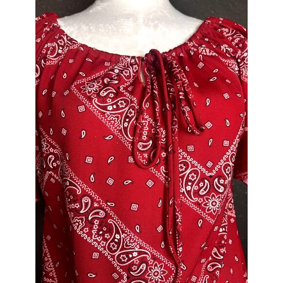 Fashion Art U.S.A. Bandana Blouse, Rodeo, Carnival Cowgirl Theme, Red Color, 2XL - Picture 6 of 12